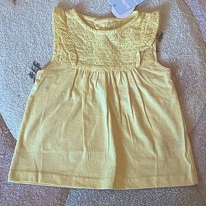 Jojo Maman BeBe Baby Girl Eyelet Yellow Top 12-18m